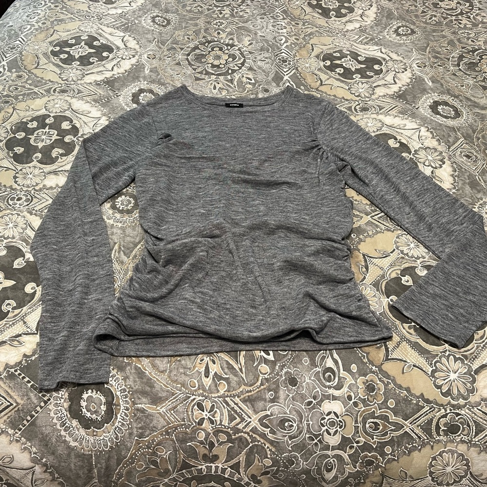 Express Gray Long Sleeve Women's Top